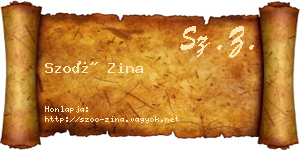 Szoó Zina névjegykártya